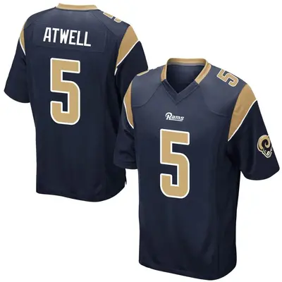 Men's Game Tutu Atwell Los Angeles Rams Navy Team Color Jersey