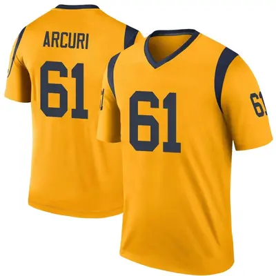 Men's Legend AJ Arcuri Los Angeles Rams Gold Color Rush Jersey