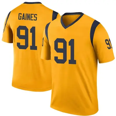 Men's Legend Greg Gaines Los Angeles Rams Gold Color Rush Jersey