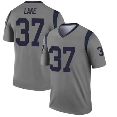 Men's Legend Quentin Lake Los Angeles Rams Gray Inverted Jersey