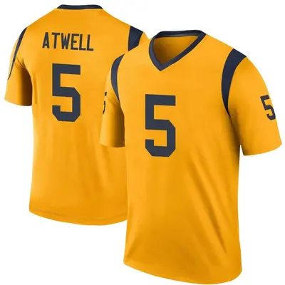 Men's Legend Tutu Atwell Los Angeles Rams Gold Color Rush Jersey