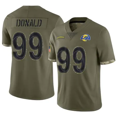Men's Limited Aaron Donald Los Angeles Rams Olive 2022 Salute To Service Jersey