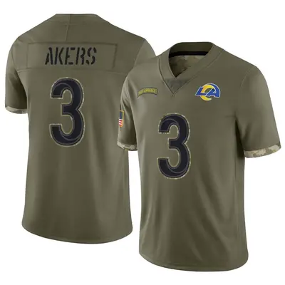 Men's Limited Cam Akers Los Angeles Rams Olive 2022 Salute To Service Jersey