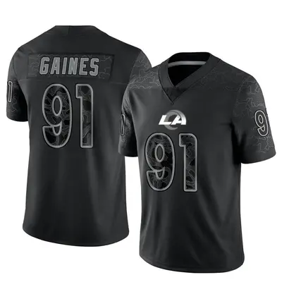 Men's Limited Greg Gaines Los Angeles Rams Black Reflective Jersey