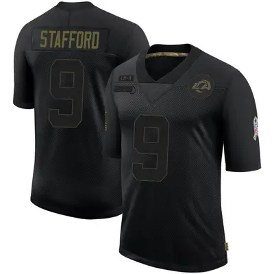 Men's Limited Matthew Stafford Los Angeles Rams Black 2020 Salute To Service Jersey