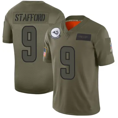 Men's Limited Matthew Stafford Los Angeles Rams Camo 2019 Salute to Service Jersey