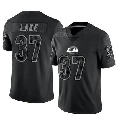 Men's Limited Quentin Lake Los Angeles Rams Black Reflective Jersey