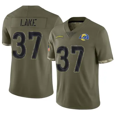 Men's Limited Quentin Lake Los Angeles Rams Olive 2022 Salute To Service Jersey