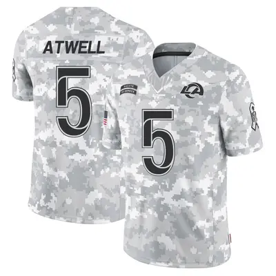 Men's Limited Tutu Atwell Los Angeles Rams Arctic Camo 2024 Salute to Service Jersey