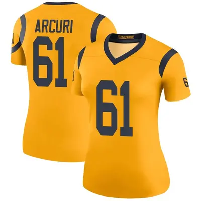 Women's Legend AJ Arcuri Los Angeles Rams Gold Color Rush Jersey