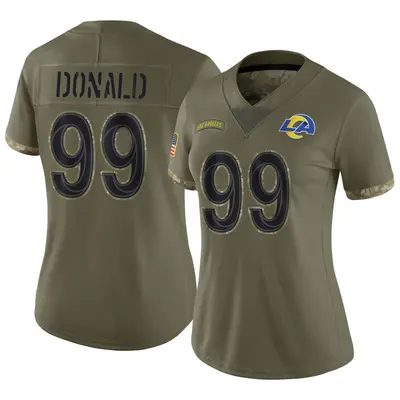 Women's Limited Aaron Donald Los Angeles Rams Olive 2022 Salute To Service Jersey