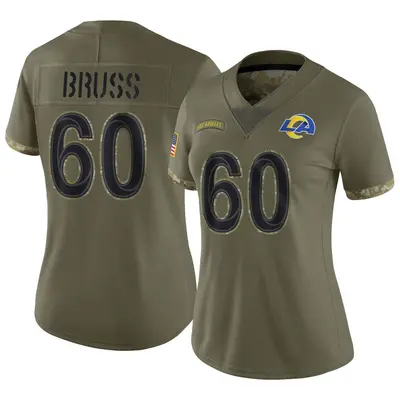 Women's Limited Logan Bruss Los Angeles Rams Olive 2022 Salute To Service Jersey