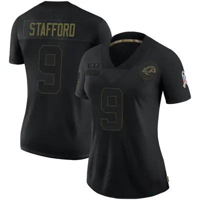 Women's Limited Matthew Stafford Los Angeles Rams Black 2020 Salute To Service Jersey