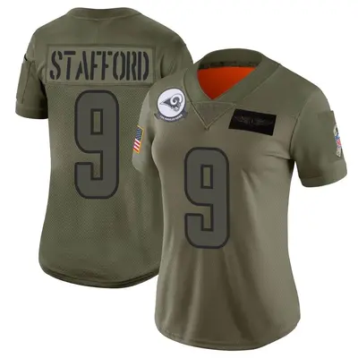 Women's Limited Matthew Stafford Los Angeles Rams Camo 2019 Salute to Service Jersey