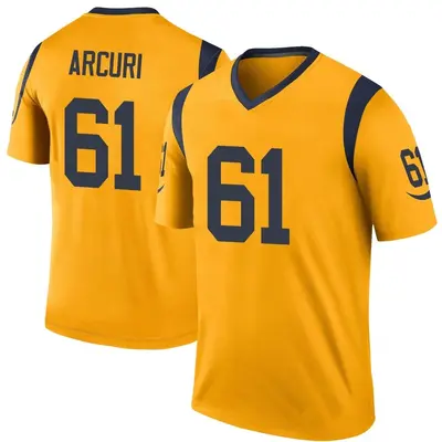 Youth Legend AJ Arcuri Los Angeles Rams Gold Color Rush Jersey