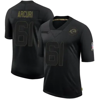 Youth Limited AJ Arcuri Los Angeles Rams Black 2020 Salute To Service Jersey